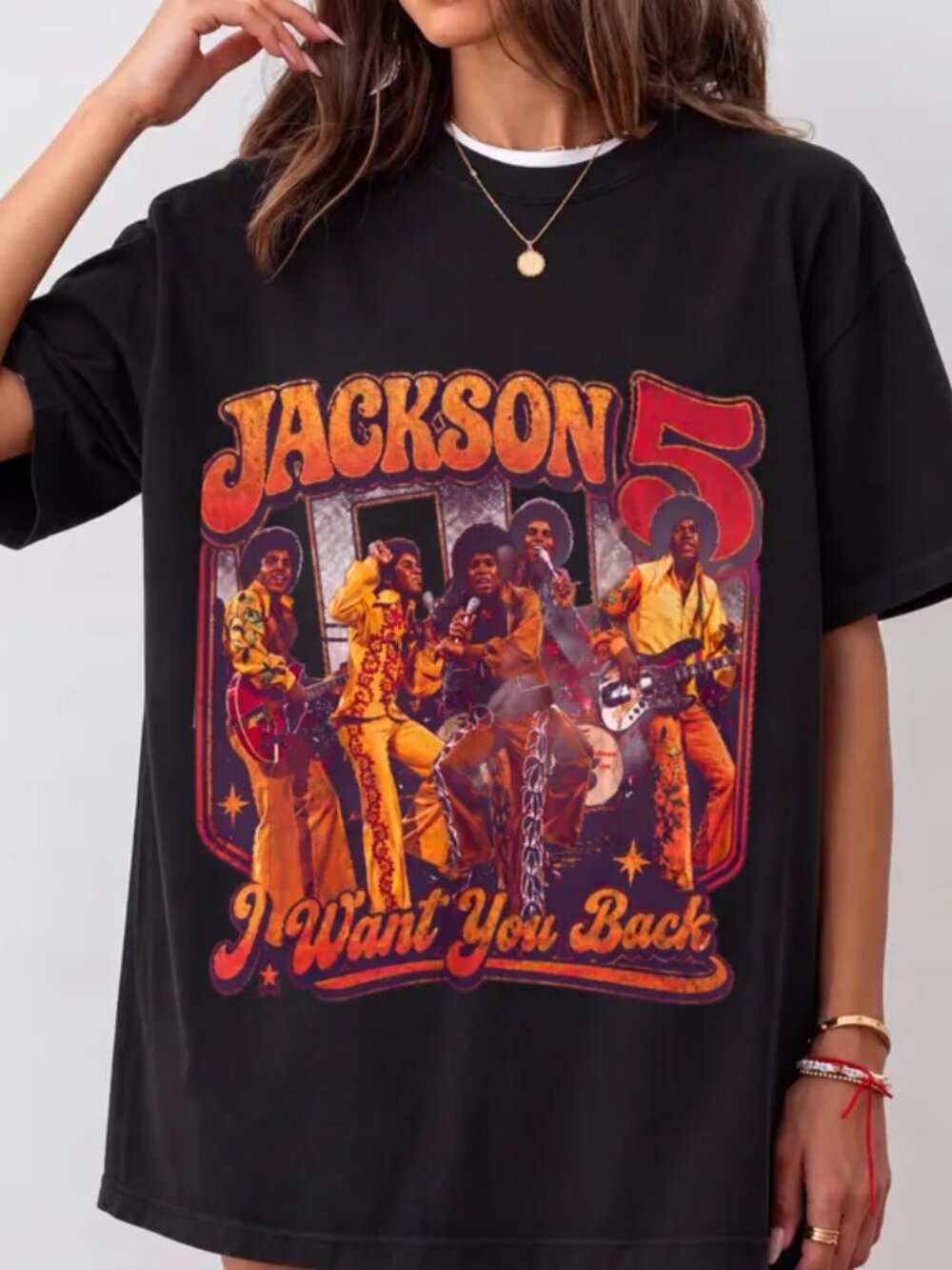 Jackson 5 Vintage Graphic T-Shirt Retro Oversized Band Tee Unisex Music Shirt